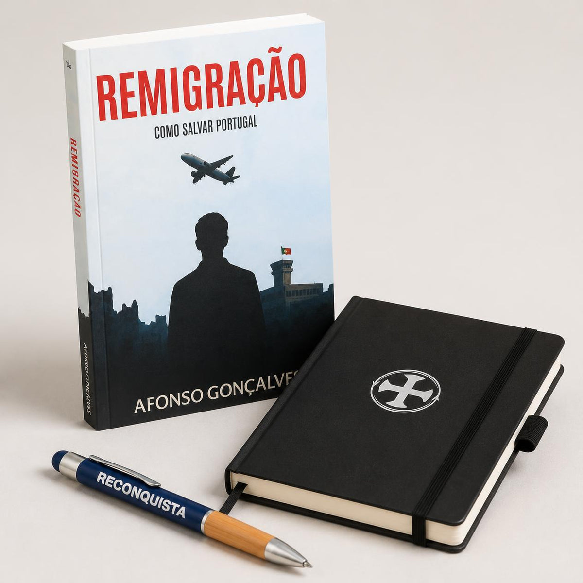 Conjunto Livro + Caneta + Caderno